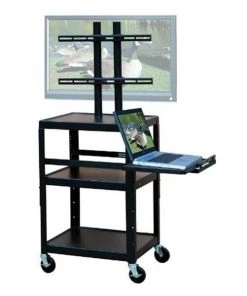VTI Manufacturing FPCAB4226E 32 in. Adjustable cabinet cart; flat panel TV w pull out shelf