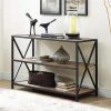 Walker Edison Furniture Co Walker Edison BS40XMWBW 40 in. X-frame Metal & Wood Media Bookshelf - Barnwood