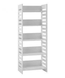 Walker Edison Furniture Co Walker Edison BS64HWSLSW Modern Slat-Side 5-Shelf Bookcase; Solid White