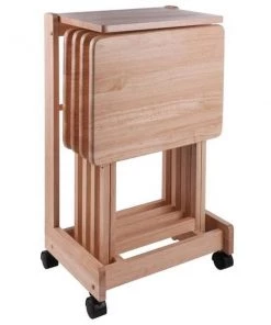 Winsome 83520 Brienda Flip Top Snack Table Set; Natural - 5 Piece