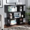 Baxton Studio DV 8889-00-Espresso-Bookcase Dora Modern & Contemporary Wood 3-Tier Geometric Bookshelf; Dark Brown