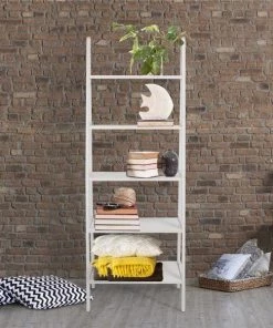 Betterbeds 5-Shelf Ladder Bookcase; White