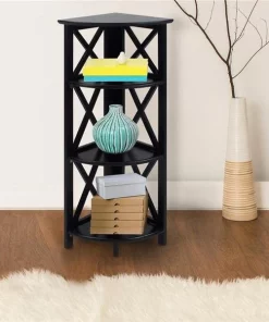 Casual Home 301-12 Montego 4-Shelf Corner Folding Bookcase; Black