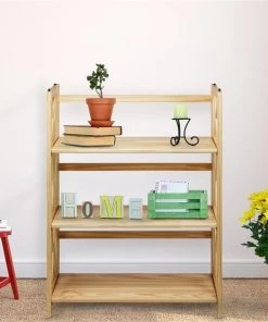 Betterbeds Montego 3-Shelf Folding Bookcase; Natural