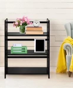 Betterbeds Montego 3-Shelf Folding Bookcase; Black