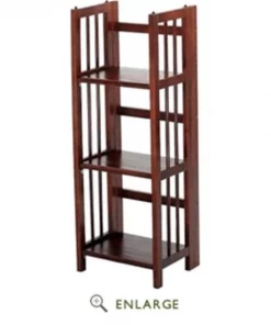 Casual Home 331-33 14 in. 3-Shelf Folding Bookcase; Walnut