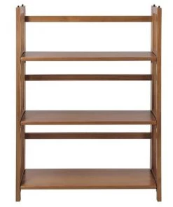 Casual Home 330-224 3-Shelf Folding Stackable Bookcase 27.5 in. Wide - Chestnut
