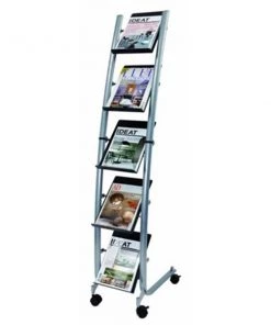 Alba DD5PM Black A4 Portrait Mobile Literature Display on Wheels with 5 shelves