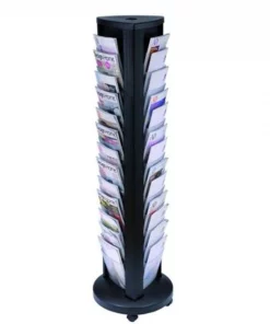Alba DDTOWER Black Carrousel Mobile Floor Literature Display on Wheels with 39 shelves