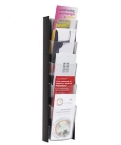 Alba DDPROPMN Black System Wall Display with 5 Translucent Compartments 0.33 Letter Size