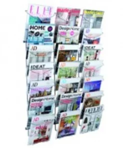 Alba DDFIL21M Silver Grey Wall Wire Literature Display with 21 Compartments