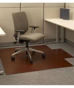 Anji Mountain AMB24009 Dark Cherry Bamboo Roll-Up & Hardwood Office Chair Mat 55 X 47