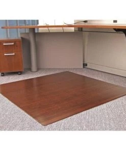 Anji Mountain AMB24035 48 x 42 Inch Dark Cherry Bamboo Roll-Up Chair Mat without Tongue