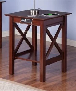 Atlantic Furniture AH10254 Lexi Printer Stand With Charger; Antique Walnut