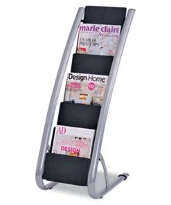 Alba DDEXPO6 Literature Floor 6-Pocket Display Rack 13-3/8w x 19-3/4d x 36-5/8h BLK/Chrome