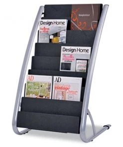 Alba DDEXPO8 Literature Floor 8-Pocket Display Rack 22-7/8w x 19-3/4d x 36-5/8h BLK/Chrome