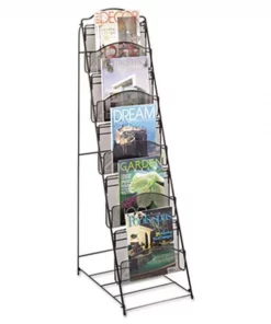 Roomfactory Onyx Magazine Floor Rack 12.5w x 18.5d x 46h Black