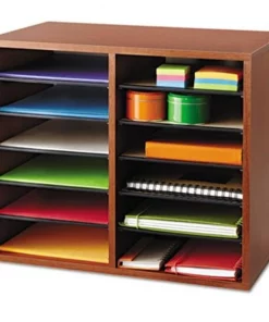 Safco Products Safco 9420CY Fiberboard Literature Sorter 12 Sections 19 .63 x 11 .88 x 16 .13 Cherry