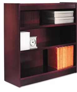 Alera Technologies Inc Alera BCS33636MY Square Corner Bookcase Finished Back Wood Veneer 3-Shelf 36x12x36 Mahogany