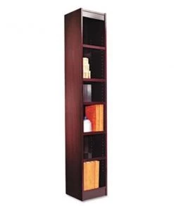 Alera Technologies Inc Alera BCS67212MY Narrow Profile Bookcase Finished Back Wood Veneer 6-Shelf 12x12x72 Mahogany