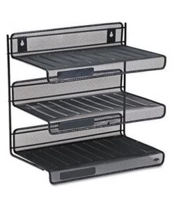 Rolodex Corporation Rolodex 22341 Mesh Three-Tier Letter Size Desk Shelf 12-1/2w x 9-1/4d x 12-1/2h BLK