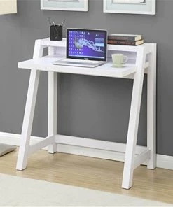 Convenience Concepts 125749W Newport Lilly Desk with Top Shelf - White