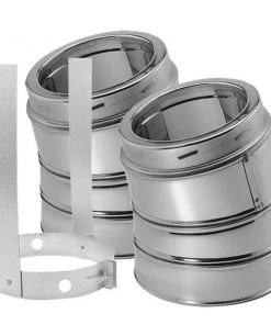 Chimney M & G Duravent 6DT-E15KSS 6 Inch Dura-Vent Duratech Stainless 15 Deg Elbow Kit Includes 2 Adj Ss Elbows 1 Elbow Strap