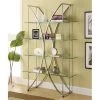 Coaster 910050 Bookcases X-Motif Chrome Finish Bookshelf with Floating Style Glass Shelves