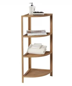 Chesterfield Leather Eco Styles 4-Shelf Corner Tower - Natural/Bamboo