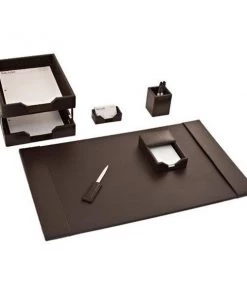 Dacasso D3603 Dark Brown Bonded Leather 8-Piece Desk Set