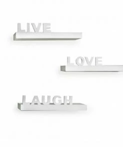 Danya B. YU075W Decorative Live; Love; Laugh Wall Shelves - White; Set 3