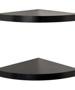 Danya B. XF11115-2BK Veneer Corner Radial Shelves - Black; Set 2