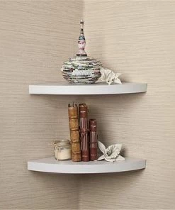 Danya B. XF11115-2W Veneer Corner Radial Shelves - White; Set 2