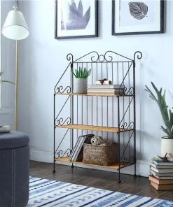 4D Concepts 143014 3 Tier Bookcase Wicker/Metal