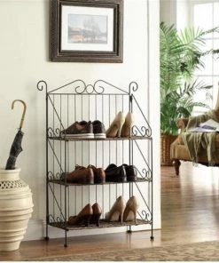 4D Concepts 144014 Farmington 3 Tier Folding Maize Weave Bookcase - Corn Husk Weave- Metal