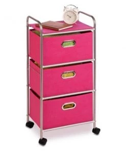Honey-Can-Do International CRT-02348 3 Drawer Rolling Cart Pink