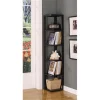 Inroom Furniture Designs BK08 Corner Bookcase Walnut Finish
