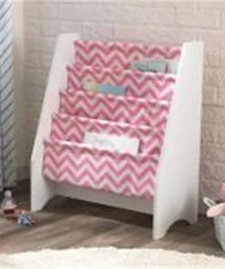 KidKraft 14233 2.64 x 14.57 x 32.28 in. White Sling Book Shelf - Pink Pattern