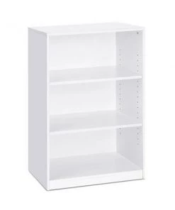 Furinno Jaya Simple Home 3-Shelf Bookcase; White - 40.3 x 24.5 x 9.5 in.