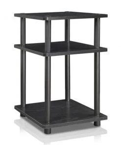 Highkey 15095Bwith BK Turn-N-Tube Easy Assembly Multipurpose Shelf; Black Wood - 20.7 x 14.6 x 14.6 in.