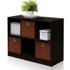Furinno Basic 3 x 2 in. Bookcase Storage with Bins; Espresso & Brown