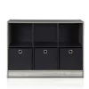 Furinno Basic 3 x 2 in. Bookcase Storage with Bins; French Oak Grey & Black