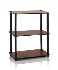 Furinno Turn-N-Tube 3-Tier Compact Multipurpose Shelf Display Rack; Dark Cherry - 11.6 x 23.6 x 29.6 in.