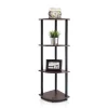 Highkey Turn-N-Tube 4-Tier Corner Display Rack Multipurpose Shelving Unit; Dark Brown Grain & Black - 43.5 x 11.6 x 11.6 in.