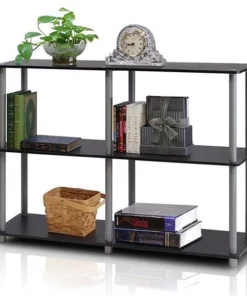 Furinno Turn-N-Tube 3-Tier Double Size Storage Display Rack; Black & Grey - 29.5 x 47.2 x 11.6 in.