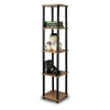 Highkey Turn-N-Tube 5-Tier Corner Square Rack Display Shelf; Light Cherry & Black - 57.7 x 11.6 x 11.6 in.