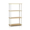 Furinno Turn-N-Tube 4-Tier Multipurpose Shelf Display Rack; Beech & White - 43.25 x 23.6 x 11.6 in.