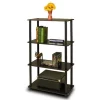 Highkey Turn-N-Tube 4-Tier Multipurpose Shelf Display Rack; Espresso & Black - 43.25 x 23.6 x 11.6 in.