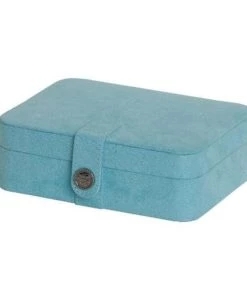Mele & Co 0057340M Giana Plush Fabric Jewelry Box with Lift Out Tray in Aqua