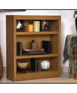 Concepts In Wood MI3036-D Single Wide Bookcase; Dry Oak Finish 3 Shelves